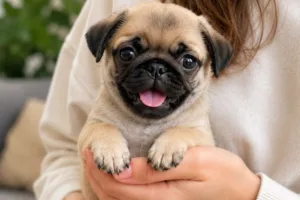 happy pug puppy